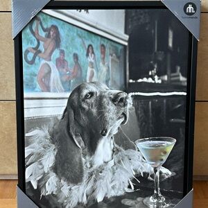 Brand New Sealed Home Trends Dog Print Canvas Picture Martini